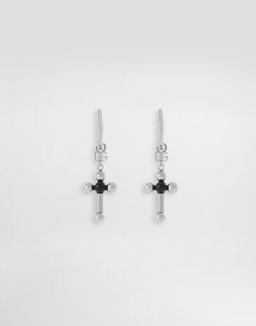 Dolce & Gabbana Creole earrings with pin and cross Silver WER5M5W1111